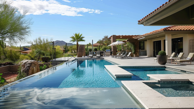 luxurious Scottsdale backyard pool serviced by NextGen