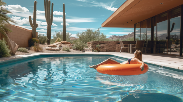 relaxing in clean pool in Scottsdale AZ