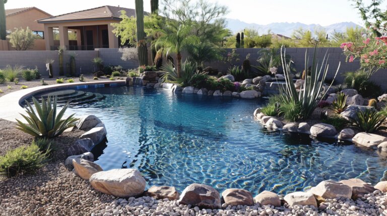 NextGen Pool Care cleaning a backyard pool in Central Phoenix
